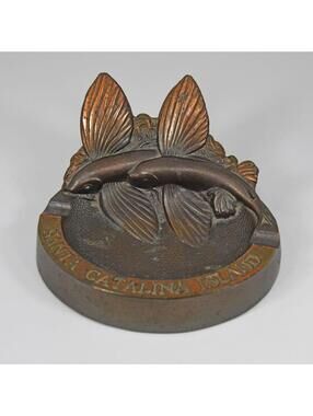 Santa Catalina Island Flying Fish Metal Ashtray Souvenir Retro Mid Century Dodge